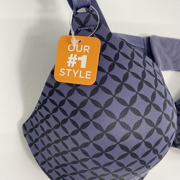 NWT Warner's This Is Not A Bra T-Shirt Bra Womens 34B Purple Geometric Underwire - Picture 2 of 11
